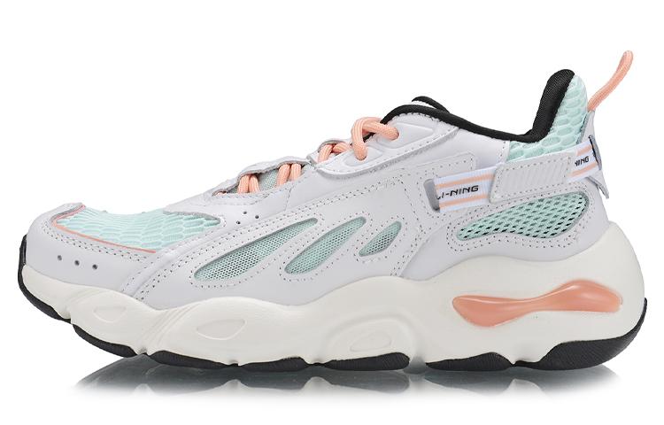 Li Ning Textile, Split Cow Leather Breathable, Lightweight Coverage Mid Top Casual Shoes Women's AGLP082-1
