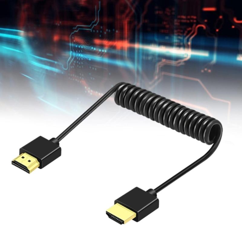 Thin Coiled Video Cable 8K60hz 7680x4320 Compatible 1080P Spring Designing Cord Enhances Flexibility Microed Video Line