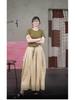Women's Slimming Round Neck Olive Green Ribbed Cotton T-shirt