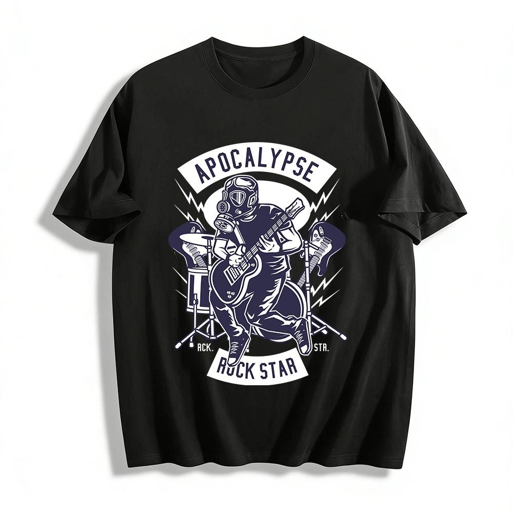 Apocalypse Rock Star Gas Mask Graphic Punk Rocker Casual Tee Pure cotton T-shirt XXS