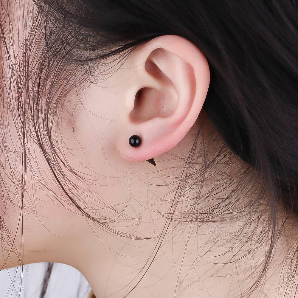 Punk Women Spike Cone Tip Men Fashion Jewelry Piercing Earrings Ear Stud Titanium Steel