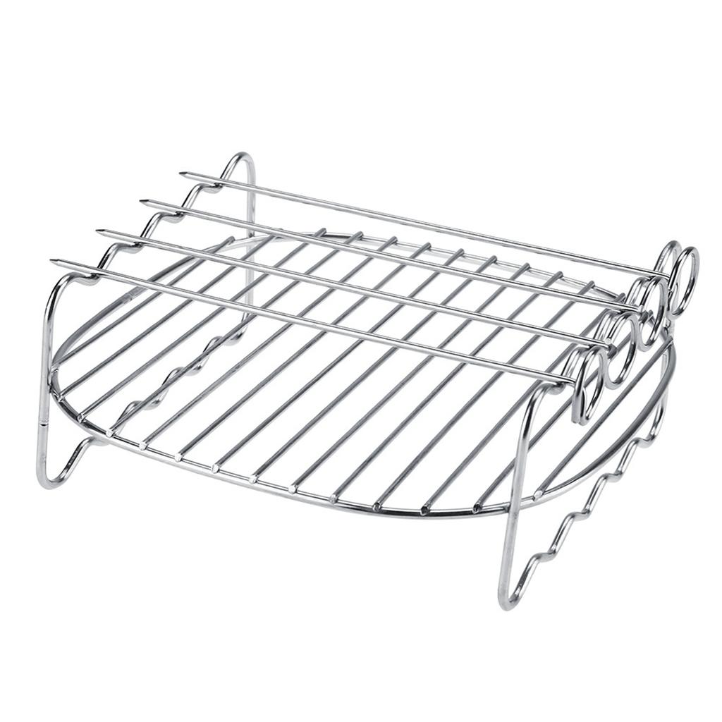 Fryer Rack Accessories, Replacement BBQ Rack Double Layer Rack Skewers Baking Tray for     Fryer Accessories