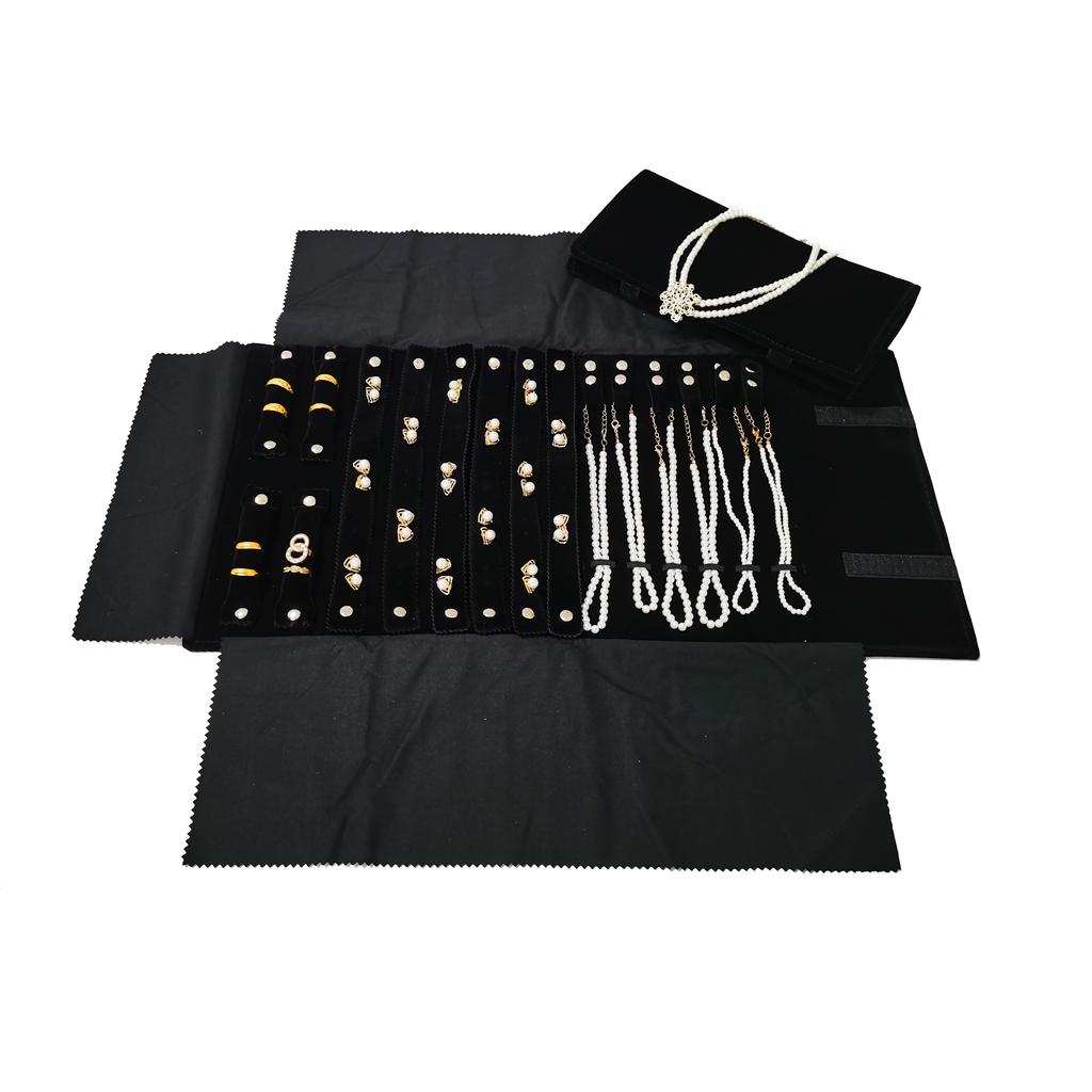 New Style All-black Velvet Jewelry Convenient Storage Bag Ring Necklace Stud Earrings Jewelry Collection Storage Display Props