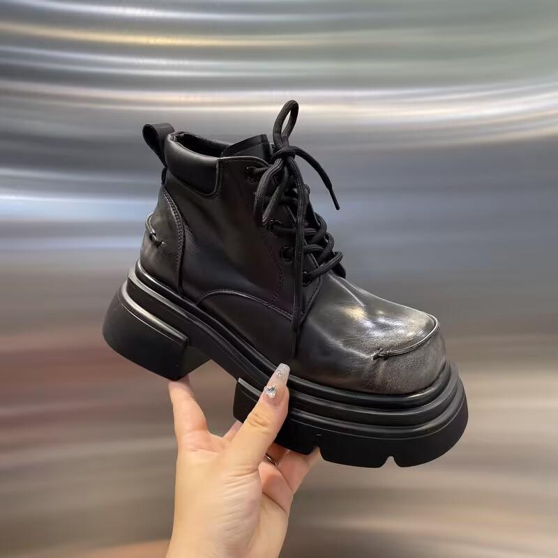 Fashion Women's Designer Punk Motorcycle Boots 2024 Autumn Winter Fashion Side Zipper Ankle Boots Woman Platform Shoes Bota De Vaqueiro