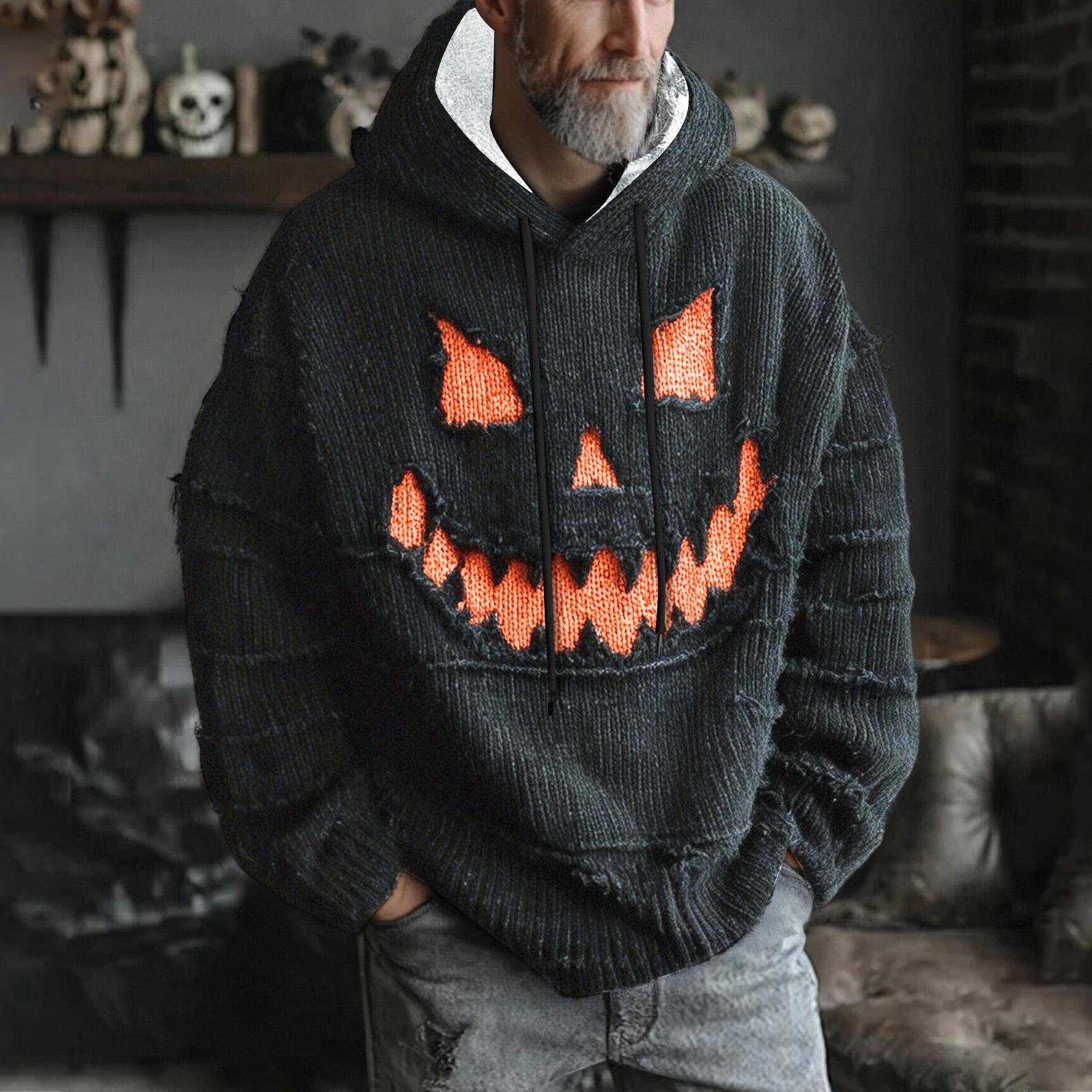 Men s Halloween Long Sleeved Casual Sports Pullover Sweatshirt L