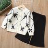 Baby Sweatshirt + Hose 2-tlg. Set Kinder Strickoutfit für 2-6 Jahre Kinder Trainingsanzug Winterkleidung für Mädchen