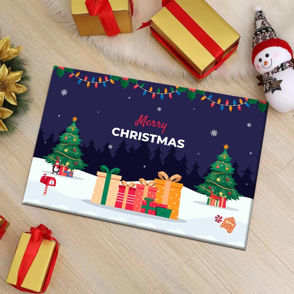 Non-Slip Xmas Doormat Crystal Velvet Floor Mat New Christmas Mat  Living Room