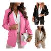 Frauen Einfarbig Blazer Anzug mit Seitentasche Revers Langarm Slim Fit Weibliche Business Büro Anzug Mantel