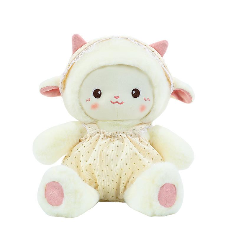Plush Sheep Toy With Dot Patterned Clothing Decor For Kids Birthday Gift
