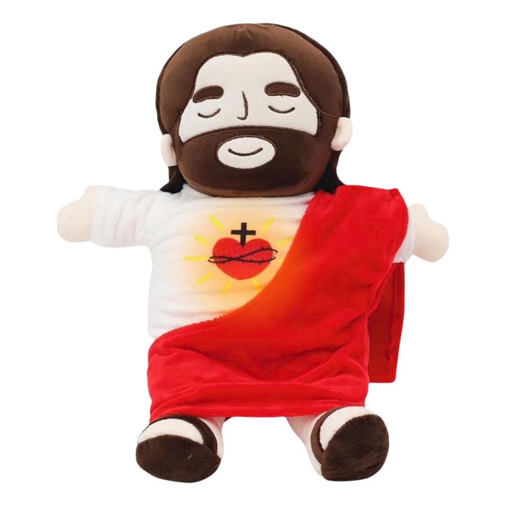 35CM Breathing Jesus Soothe Plush Toy for Kids Soft Soothing Jesus Plushies Comforting Jesus Heart Toy Easter Christmas Gifts