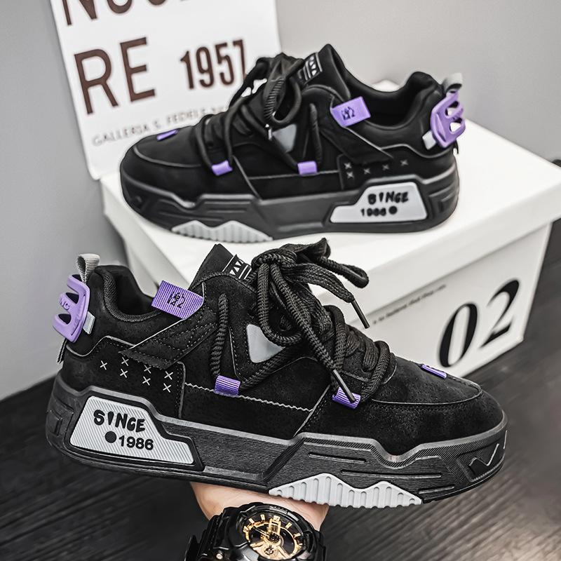 

Мужская обувь весна и осень, нишевая высококачественная кожаная обувь для серфинга, мужская универсальная обувь для спорта и отдыха, мужская обувь на платформе для пап, модные туфли 42 чёрный