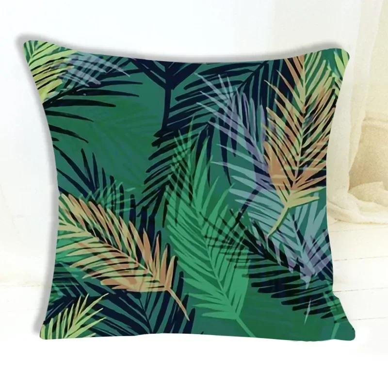 Tropical Plant Pattern Cushion Cover Abstract Leaf Pillowcase Living Room Bedroom Sofa Decorative Pillowcase 45*45Cm