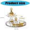 KX4B Glass Incenses Holder Set Arabic Decors Mirrored Serving Tray Storage Jar Meditations Tool For Ramadans Celebration