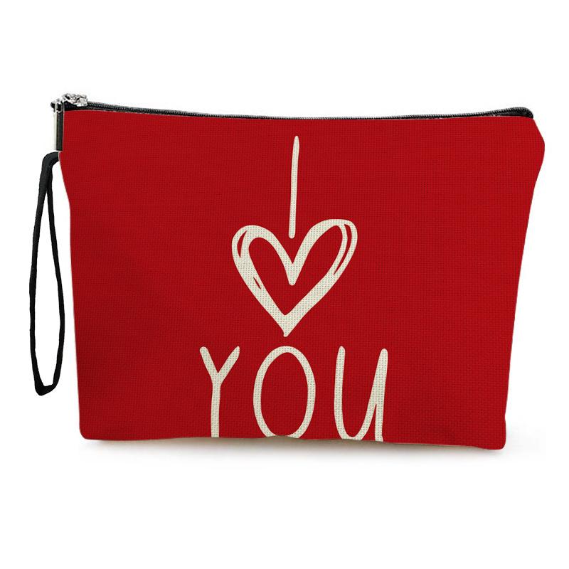 Women'S Makeup Bags,Polyester,Love & Letter Print,Zippered Cosmetic Pouches,Perfect Gift for Holidays & Outdoor Travel, Unisex