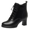 New Autumn/Winter Style Women's Soft Leather Boots with Chunky Heel, High Heel, Waterproof Platform, Fleece Lined