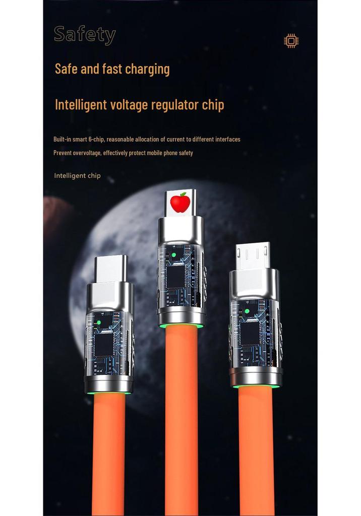 120W Zinc Fast Charging 3-in-1 Cable for Apple, Huawei, Android, Xiaomi