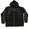 BeatStreet Chic Unisex Starry Sky Rhinestone Hoodie Women Modern Padded Shoulder Zipper Long Sleeve Jacket Street Casual Lady Sweatshirt