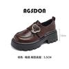 Augustine platform brown loafers women's 2025 new autumn muffin bottom British style with skirt small leather shoes