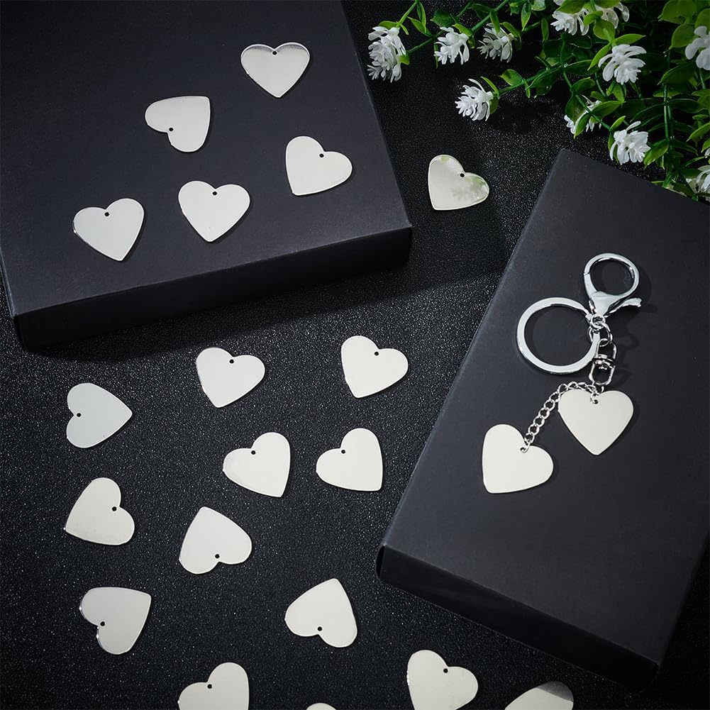UNICRAFTALE Stamping Blank Tag Pendants Stainless Steel Metal Stamping Kit Engravable Blanks Charms Flat Round Connector Charms for Jewellery Making