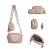 Fashi Heart Pattern Leather Bag Color Block Women Crossbody Bag Mini Portable Coin Purse Card Holder For Woman Daily Use