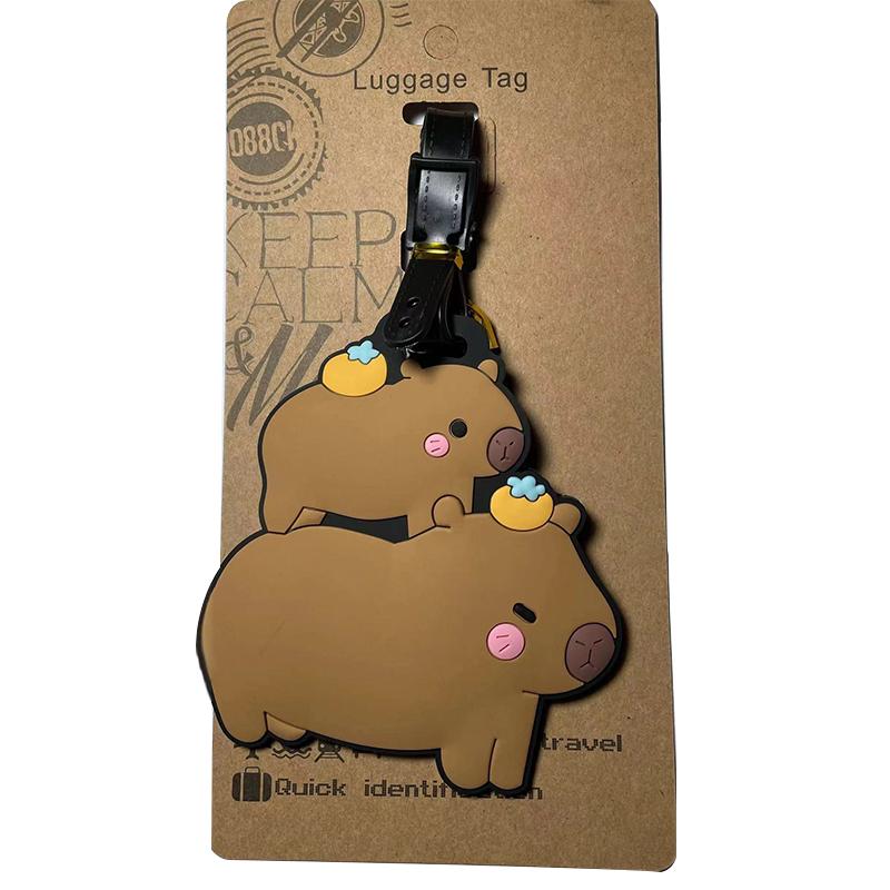 Kawaii Cute Capybara Bagasjemerke Kvinner Reisetilbehør Tegneserie Pvc Bagasjemerke Menn Bærbar Anti-Tap Adresse Navneskilt