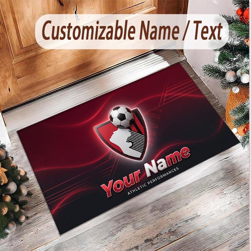 Personalized Crystal Velvet Carpet Bournemouth Football Pattern Non Slip Floor Rug