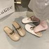 Temperament shallow single shoes women's summer new Mary Jane soft-soled Doudou shoes one foot bag head half slippers