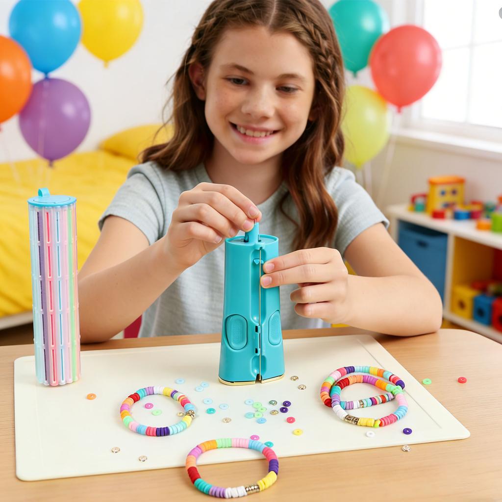 DIY Charm Bracelet Machine Rotate Click Bracelet Making Kit DIY Jewelry Maker Kit Art Crafts Bracelets String Maker for Kid Gift