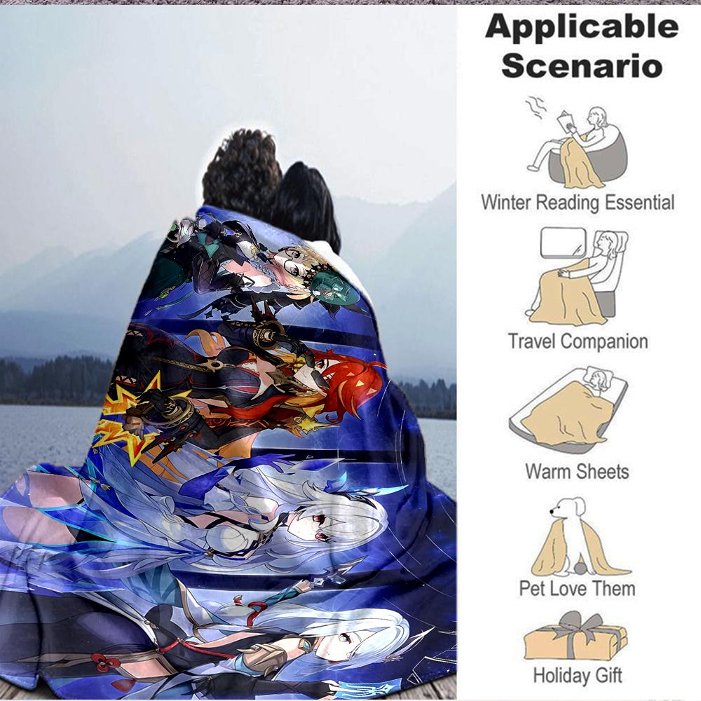 1Pc Fantasy Heroes Unite Flannel Blanket, Soft And Comfortable, Casual Warm, Camping Travel, Christmas, Halloween Xmas Gift S1840