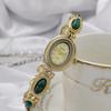 Korean Style Women's Oval Bracelet Watch - Colorful Stone, Versatile, Niche Fashion, Gold, High-End Feel