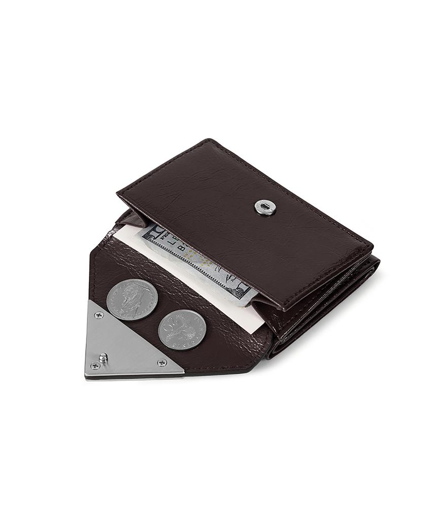 Fennec Crinkle Triangle Triple Wallet - Espresso