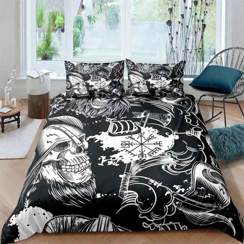 Viking Duvet Cover Collection Mjollnir Bedding Collection Scandinavian Folklore Motifs Northern Germanic Culture Comforter Cover Pillowcases
