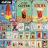 [MyPlate]Ice Coffee Metal Sign Vintage Plaque Tin Sign Kitchen Decor For Bar Sign Club Decoration Man Cave Plate Tea Poster