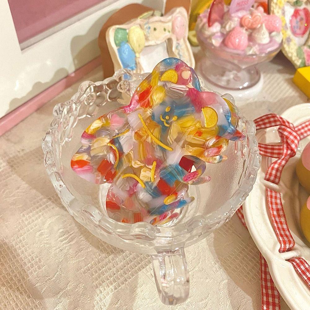 

Animal Cartoon Bear Hair Claw Geometric Animal Hair Clip Elegant Acetate Shark Clip Wash Face різнокольоровий
