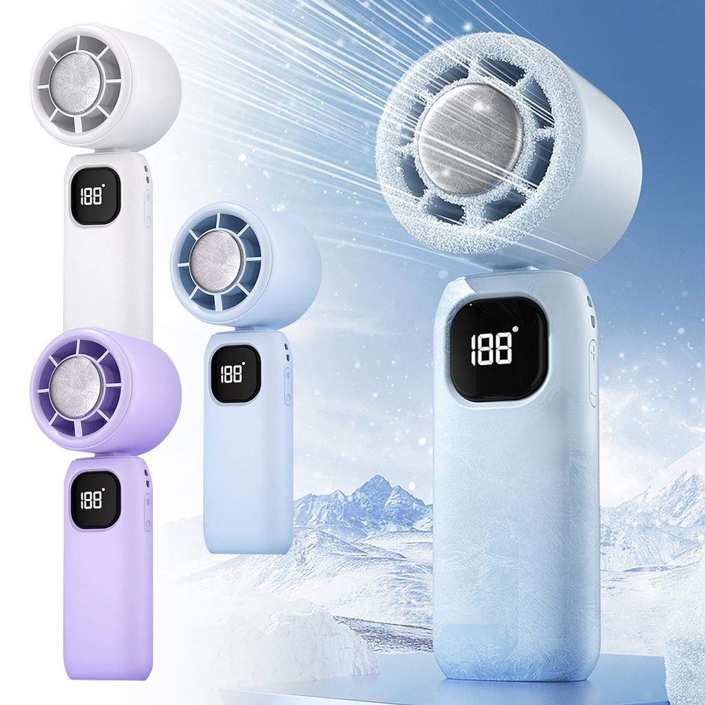 Cool Handheld Small Fan High-speed Intelligent Digital Display Desktop Student Dormitory Silent Long Lasting Handheld Small Fan