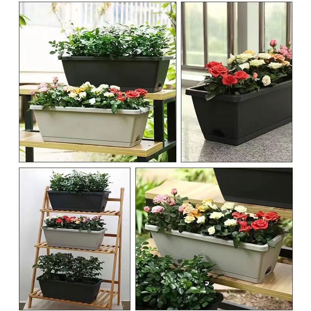 ABS Rectangular Flower Basket Sturdy And Durable Hanging Planter For Balcony Outdoor Gardener Plant
