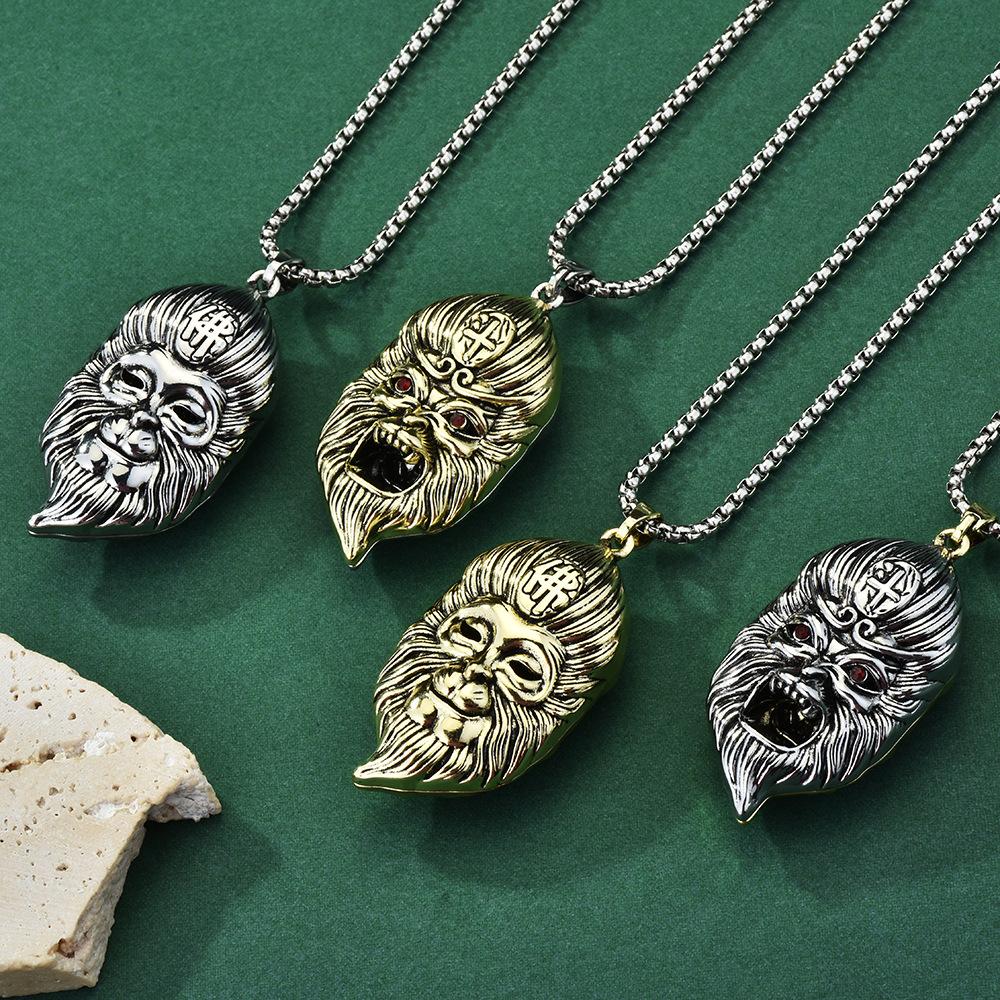 Fashionable Tian Qi Da Sheng Sun Wukong Pendant Necklace For Men With Retro Style And Finish Quality