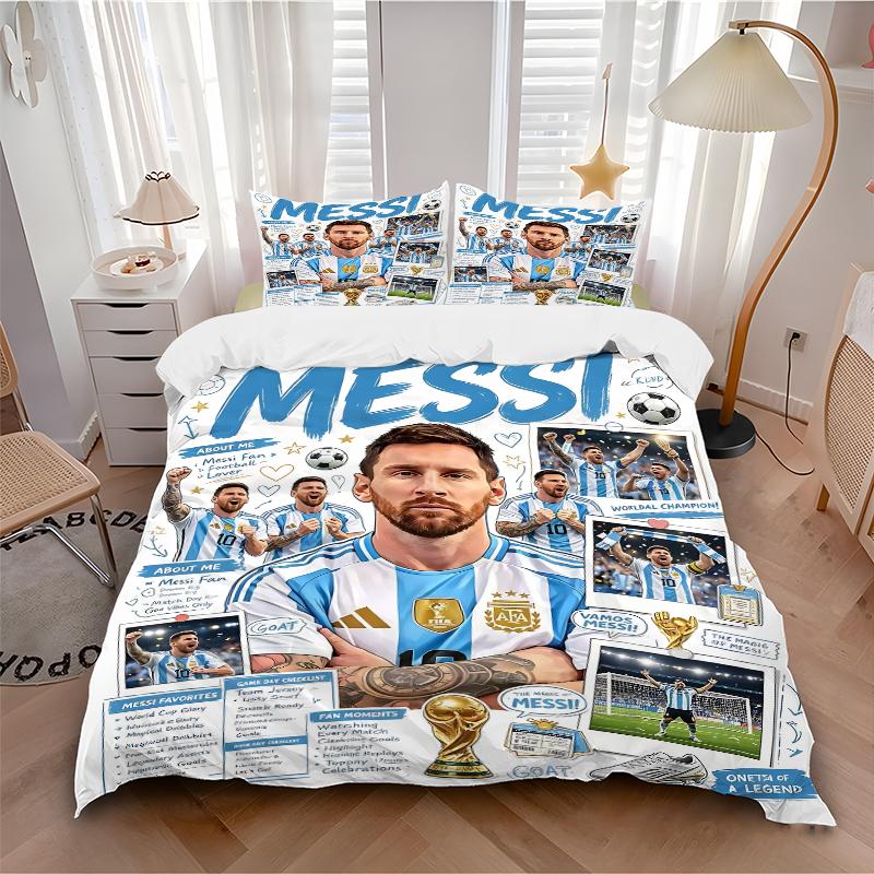 3Pcs Messi'S World Cup Journey Bedding Sets For All Sizes New 3D Printed Bed Cover Comforter Duvet Cover Pillowcase Bedroom Decoration
