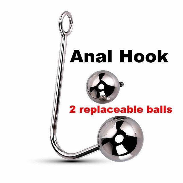 Anal Hook Sexspielzeug 2 austauschbare Kugeln Edelstahl Butt Plug Sex Bandage Drop Shipping
