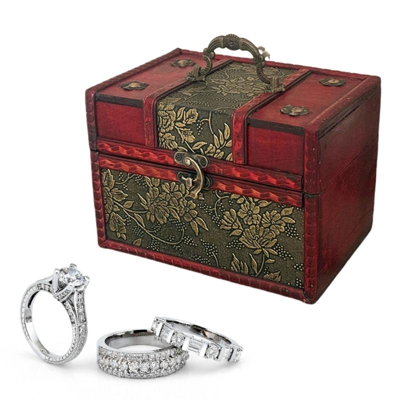 Vintage Wooden Storage Box Portable Decorative Treasure Chests For Jewelry Small Objects And Home Decoration