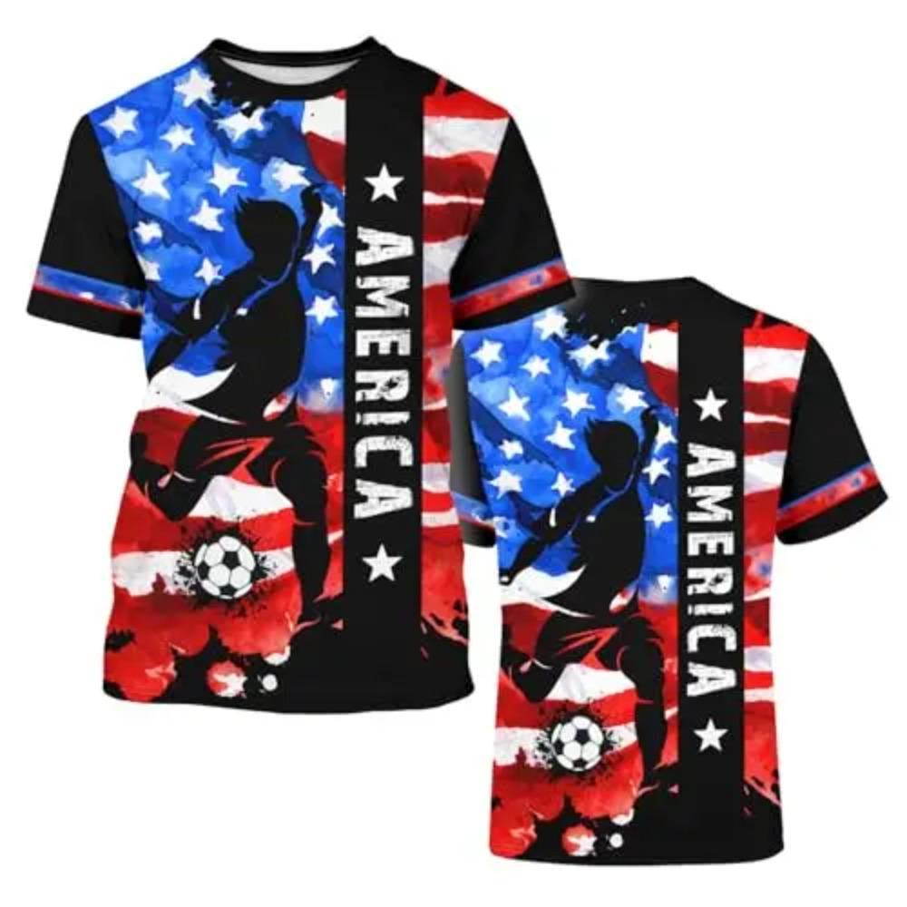 T-shirt da Calcio Traspirante per Sport Estivi da Uomo, Maglietta Casual a Maniche Corte per Allenamento, T-shirt Casual Larga alla Moda Colorata 3D Creativa