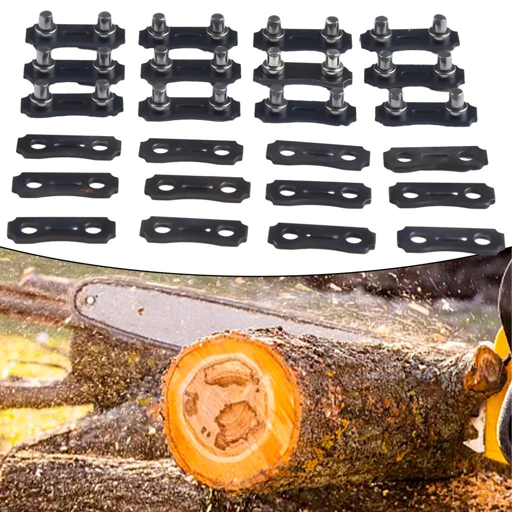 12 Sets Chainsaw Chain Repair Kits Heavy Duty 3/8LP Pitch 050 Inch Links Tie Straps for Chainsaw Chain Parts Replacement