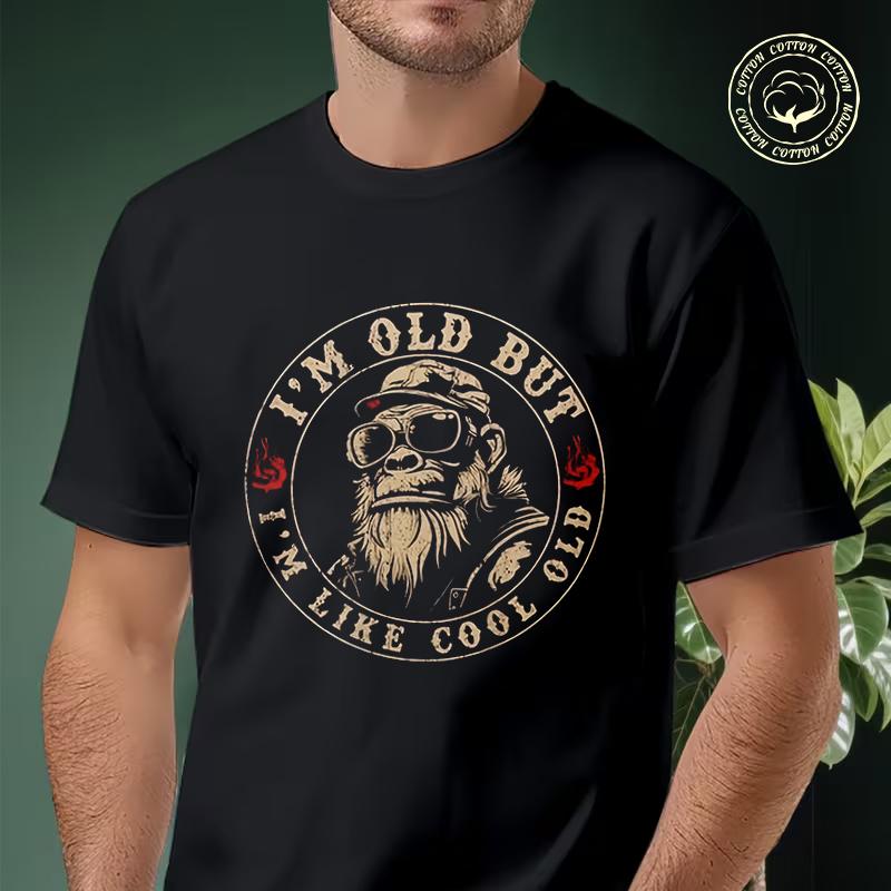 Im Old But Im Like Cool Old Monkey Motorcycle T-shirt Men's Summer Cotton Fashionable Casual Sp