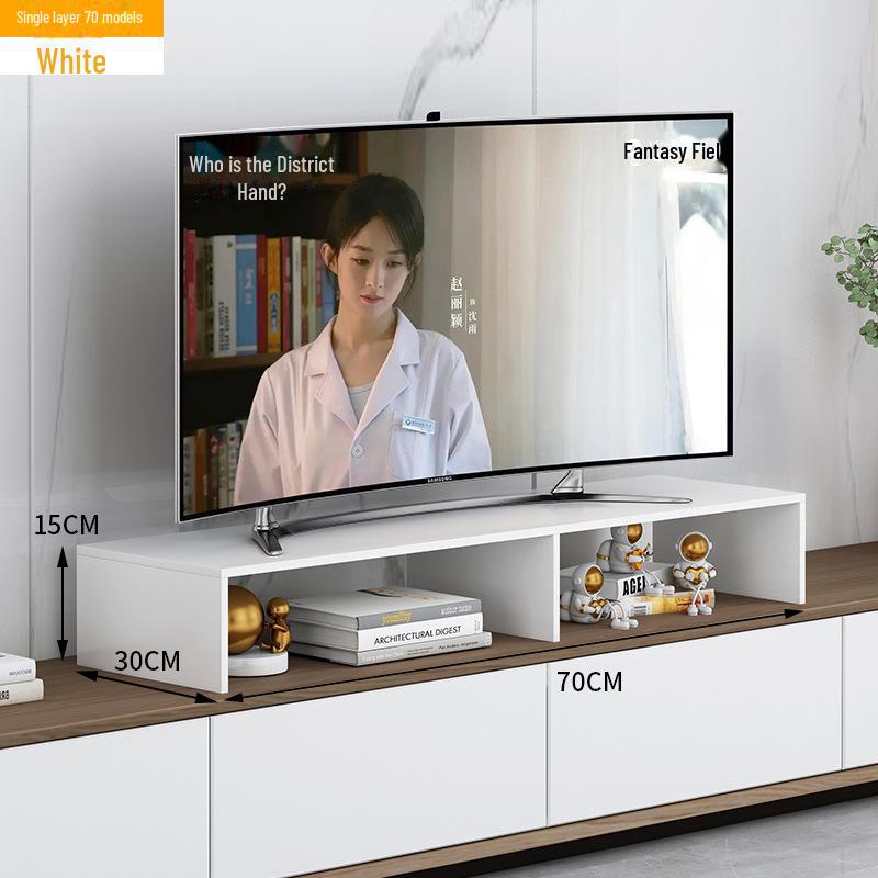 Elevated TV Stand with Storage and Height-Adjustable Bracket