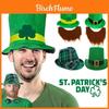 St. Sint-Patricksdag Ierse Leprechaun Klavertje Fluwelen Hoed Volwassen Verkleedaccessoire