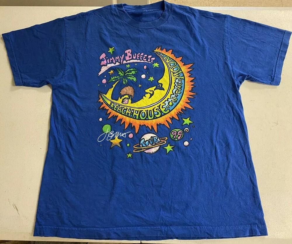 Vintage Beachhouse On The Moon JIMMY BUFFETT Shirt Blue Unisex S-234XL Unisex T-Shirt L