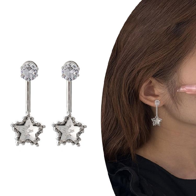 Glittering Star Design Stud Earrings Long Lasting Shine Zinc Alloy Jewelry For Sensitive Ears