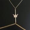 Chaîne de Corps en Diamant pour Femmes Chaîne de Cou Couronne en Strass Mode Européenne et Américaine Club de Nuit Chaîne de Poitrine Sexy