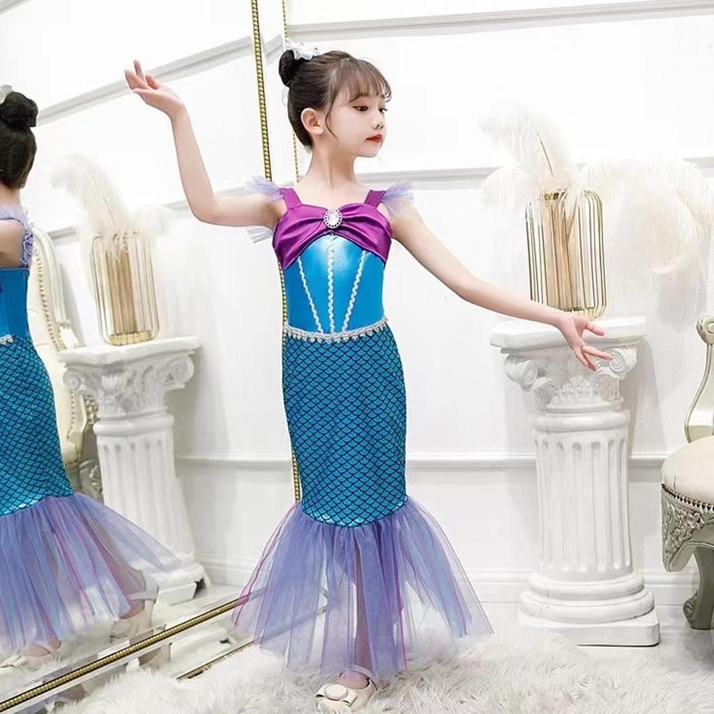 KOCEKID Luxury Mermaid Dress Disney Princess Halloween Kids Stage Christmas Gift Ariel-style Dress, Kids' Set, Ariel-style Cosplay, Kids' Dress,