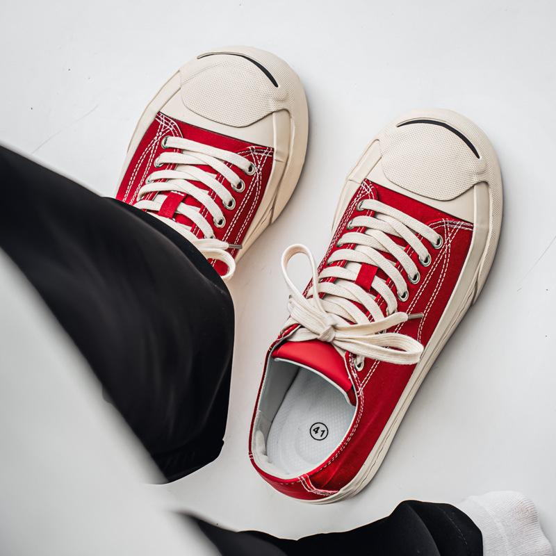 

Начало смеется платформа парусиновые туфли 2025 новые парадные туфли простая классическая универсальная шнуровка мужская обувь модная обувь 44 красный